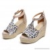 AOP ❤️Women Fashion Sandals Flock Leopard Wedges Ankle Outdoor Sandals US Size 5-9 Peep Toe Casual Shoes Yellow B07P8MB1DX